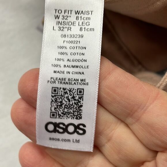 NWT ASOS 100% Cotton Carpenter Tan Beige Jeans Boho Vintage Look Size32 - Picture 5 of 10